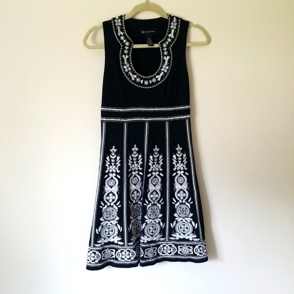 INC International Concepts Dresses & Skirts - INC embroidered black white dress size Xsmall Pima Cotton/modal EUC